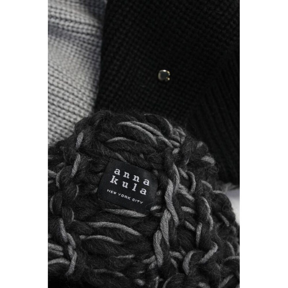 Kate Spade New York Anna Kula Womens Crochet Knit Scarves Black Gray Lot 2 - Picture 3 of 3